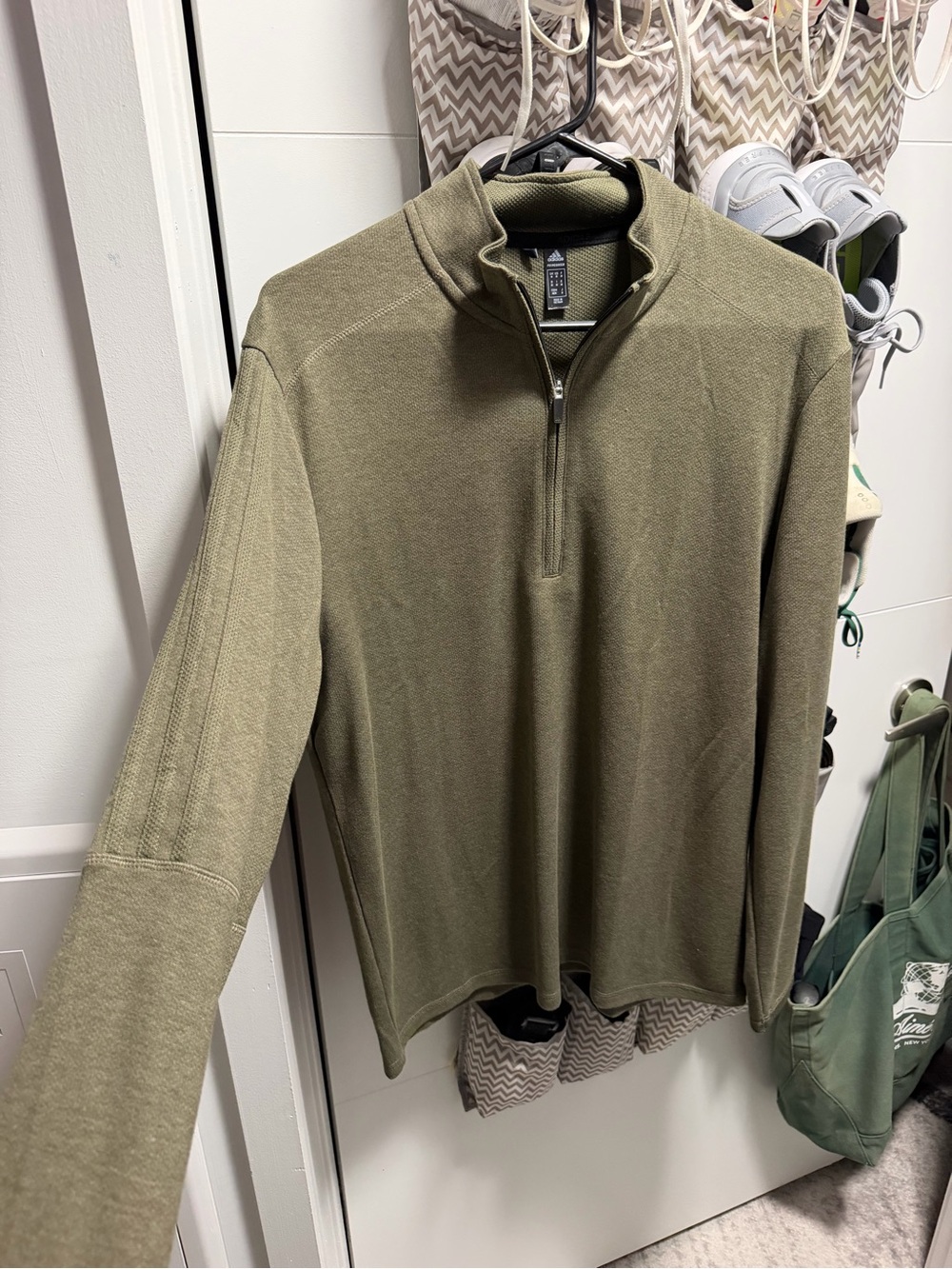 Adidas Men's Olive Half-Zip Sweater Shirt